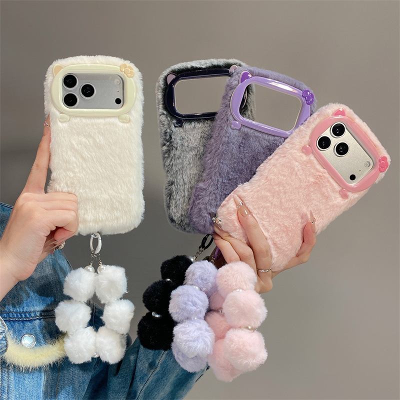 Phone Accessories Iphone - Luxury Solid Colors Furry Plush Phone