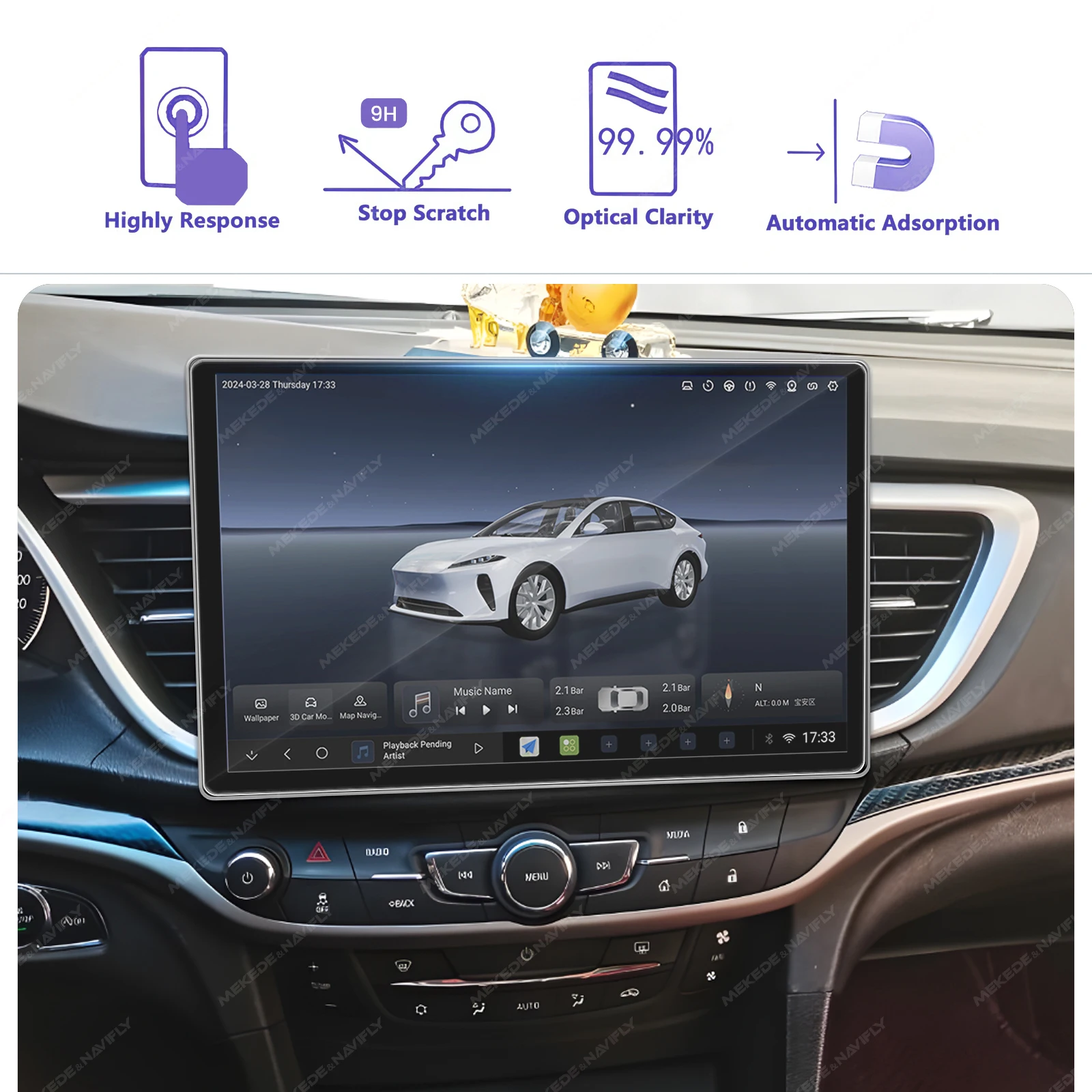 Tempered Glass Screen - For 11.5 13 Inch Radio Tempered
