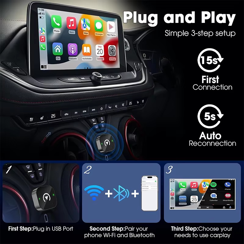 2-in-1 Wireless CarPlay Adapte - Phone Accessories Online recension och pris