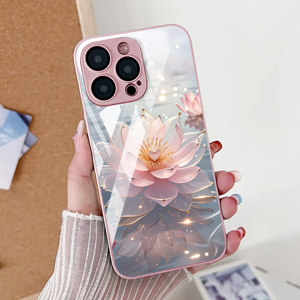 Lotus Flower Phone Case For iP - Tempered Glass Screen recension och pris